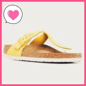 Birkenstock mustard yellow Gizeh soft footbed 36